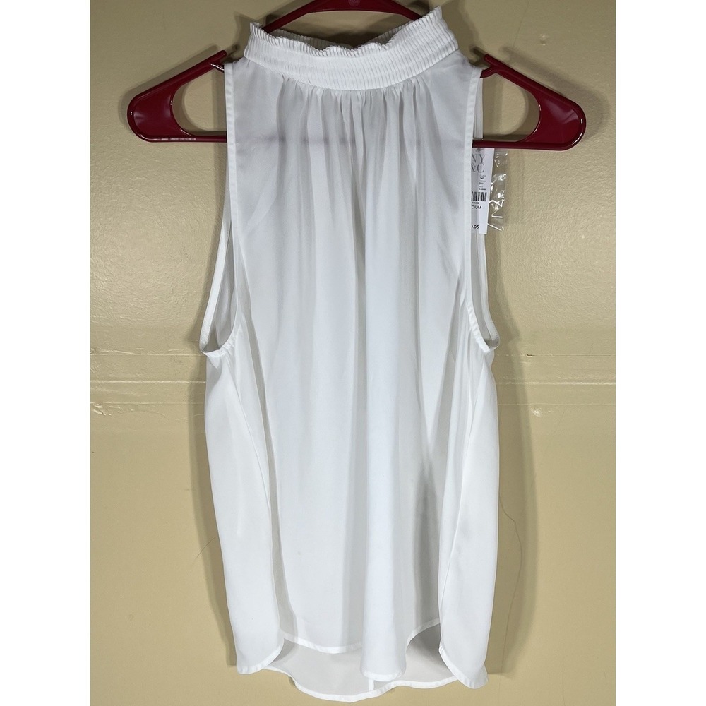 NY&C New York & Company Womens Medium White Sleeveless High Neck Blouse